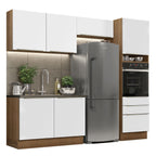 Armário de Cozinha Completa 260 x 60 cm Rustic Branco Veludo Lux Madesa 05