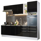 Armário de Cozinha Completa 260 x 60 cm Branco/Preto Lux Madesa 08