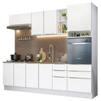 Armário de Cozinha Completa 260 x 60 cm Branco Veludo Lux Madesa 08