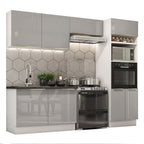 Armário de Cozinha Completa 270 x 60 cm Branco Cinza Lux Madesa 01