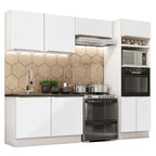 Armário de Cozinha Completa 270 x 60 cm Branco Branco Veludo Lux Madesa 01