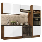 Armário de Cozinha Completa 270cm Rustic Branco Veludo Lux Madesa 01