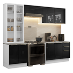 Armário de Cozinha Completa 270 x 60 cm Branco/Preto Lux Madesa 04