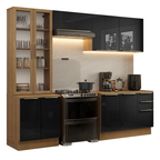 Armário de Cozinha Completa 270 x 60 cm Rustic/Preto Lux Madesa 04