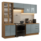 Armário de Cozinha Completa 270 x 60 cm Rustic/Cinza Lux Madesa 04