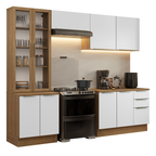 Armário de Cozinha Completa 270 x 60 cm Rustic/Branco Veludo Lux Madesa 04
