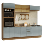 Armário de Cozinha Completa 270 x 60 cm Rustic/Cinza Lux Madesa 06