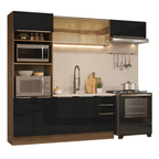 Armário de Cozinha Completa 270 cm Rustic/Preto Lux Madesa 07
