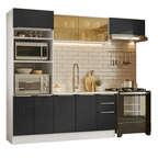 Armário de Cozinha Completa 270 x 60 cm Branco/Preto Lux Madesa 08