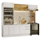 Armário de Cozinha Completa 270 x 60 cm Branco/Branco Veludo Lux Madesa 08