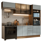 Armário de Cozinha Completa 270 cm Rustic/Cinza Lux Madesa 08