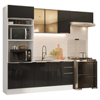 Armário de Cozinha Completa 270 cm Branco/Preto Lux Madesa 10