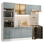 Armário de Cozinha Completa 270 cm Branco/Cinza Lux Madesa 10