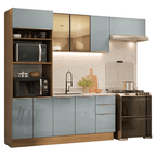 Armário de Cozinha Completa 270 cm Rustic/Cinza Lux Madesa 10
