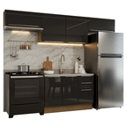 Armário de Cozinha Completa 280 cm Rustic/Preto Lux Madesa 01
