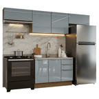Armário de Cozinha Completa 280 cm Rustic/Cinza Lux Madesa 01