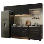 Armário de Cozinha Completa 280 x 60 cm Rustic/Preto Lux Madesa 02