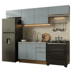 Armário de Cozinha Completa 280 x 60 cm Rustic/Cinza Lux Madesa 02