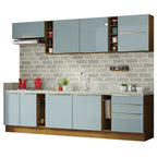 Armário de Cozinha Completa 300 x 60 cm Rustic/Cinza Lux da Sabrina Madesa