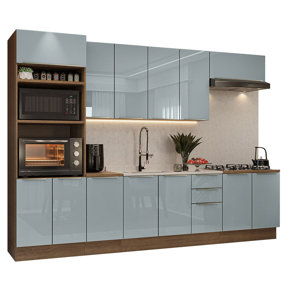 Armário de Cozinha Completa 310 x 60 cm Rustic/Cinza Lux Madesa 02