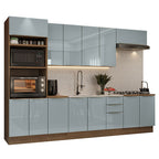 Armário de Cozinha Completa 310 x 60 cm Rustic/Cinza Lux Madesa 02