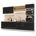 Armário de Cozinha Completa 310 cm Branco/Preto Lux Madesa 03