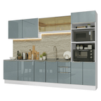 Armário de Cozinha Completa 310 x 60 cm Branco/Cinza Lux Madesa 04