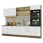 Armário de Cozinha Completa 310 x 60 cm Rustic/Branco Veludo Lux Madesa 04