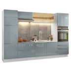 Armário de Cozinha Completa 320 x 60 cm Branco/Cinza Lux Madesa 01