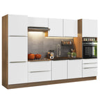 Armário de Cozinha Completa 320 x 60 cm Rustic Branco Veludo Lux Madesa 03