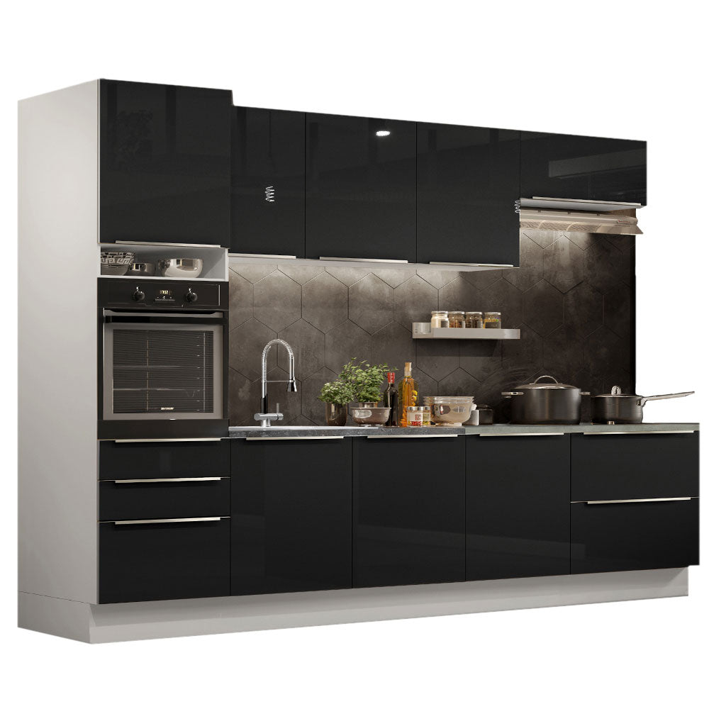 Armário de Cozinha Planejada 320cm Branco/Preto Lux Madesa 04
