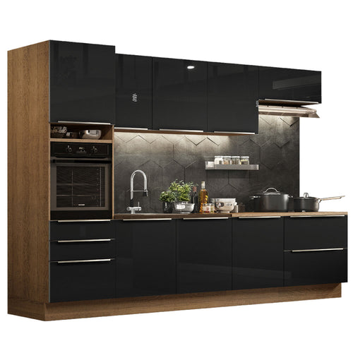 Armário de Cozinha Planejada 320 x 60 cm Rustic/Preto Lux Madesa 04