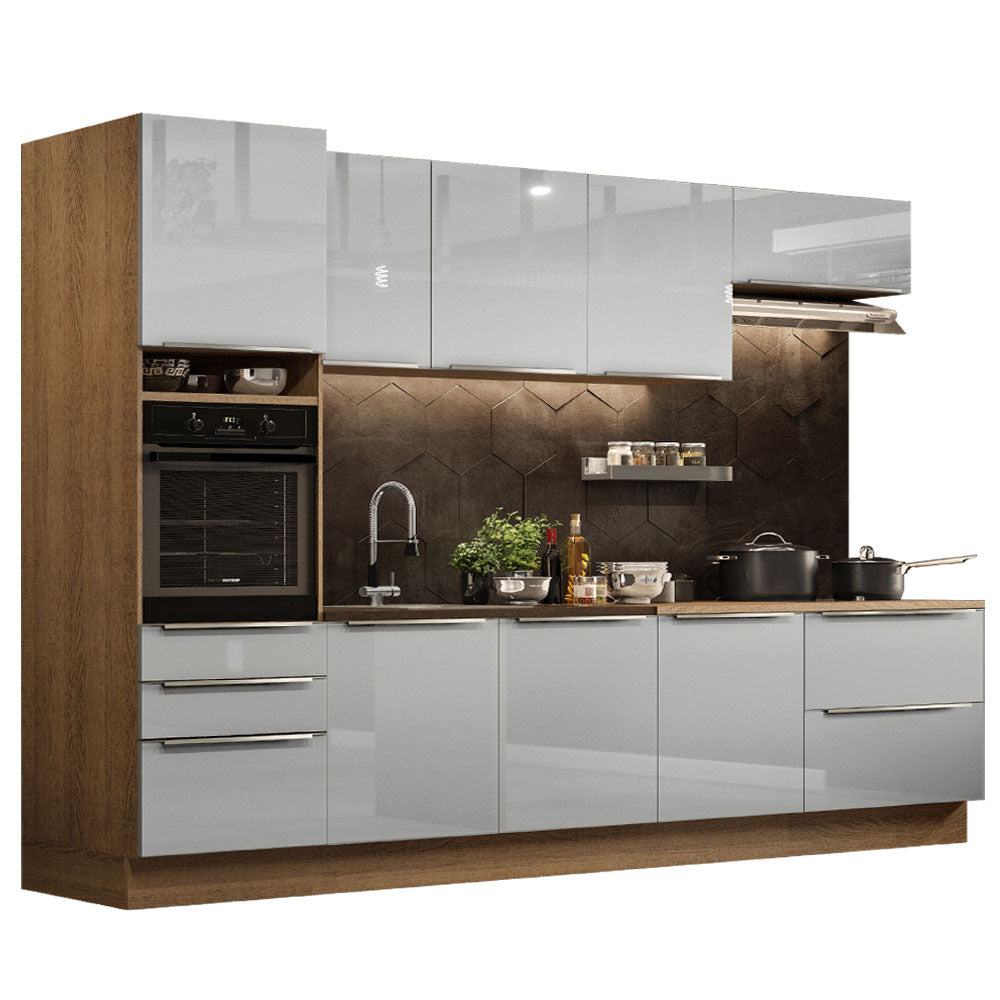Armário de Cozinha Planejada 320 x 60 cm Rustic/Cinza Lux Madesa 04