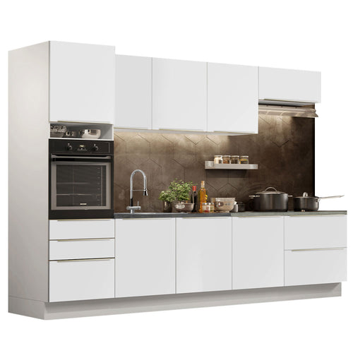 Armário de Cozinha Planejada 320 x 60 cm Branco Branco Veludo Lux Madesa 04