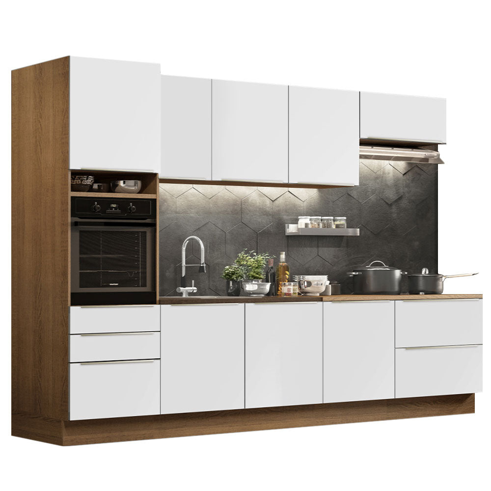 Armário de Cozinha Planejada 320 x 60 cm Rustic Branco Veludo Lux Madesa 04
