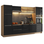 Armário de Cozinha Completa 320 cm Rustic/Preto Lux Madesa 08