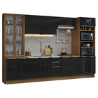 Armário de Cozinha Completa 340 x 60 cm Rustic/Preto Lux Madesa 02