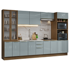 Armário de Cozinha Completa 340 x 60 cm Rustic/Cinza Lux Madesa 02