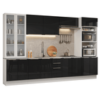 Armário de Cozinha Completa 340 cm Branco/Preto Lux Madesa 03