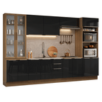 Armário de Cozinha Completa 340 cm Rustic/Preto Lux Madesa 03