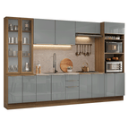 Armário de Cozinha Completa 340 cm Rustic/Cinza Lux Madesa 03