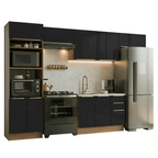 Armário de Cozinha Completa 350 x 60 cm Rustic/Preto Lux Madesa 02