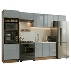 Armário de Cozinha Completa 350 x 60 cm Rustic/Cinza Lux Madesa 02