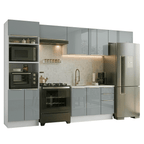 Armário de Cozinha Completa 350 x 60 cm Branco/Cinza Lux Madesa 02