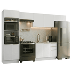 Armário de Cozinha Completa 350 x 60 cm Branco/Branco Veludo Lux Madesa 02