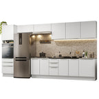 Armário de Cozinha Completa 400 x 60 cm Branco Veludo Lux da Thauane Madesa