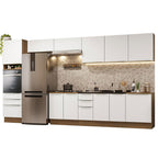 Armário de Cozinha Completa 400 x 60 cm Rustic/Branco Veludo Lux da Thauane Madesa