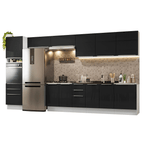 Armário de Cozinha Completa 400 cm Branco/Preto Lux Madesa 02