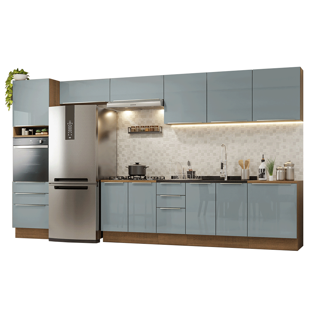 Armário de Cozinha Completa 400 cm Rustic/Cinza Lux Madesa 02