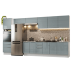 Armário de Cozinha Completa 400 cm Branco/Cinza Lux Madesa 02